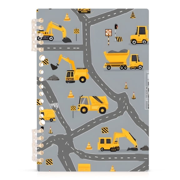 joogoo Spiral Journal Notebook Cartoon Excavator Trucks-h2 College Ruled Notebooks 8.3" x 5.7" 1 PC