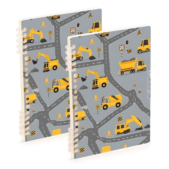 joogoo Spiral Journal Notebook Cartoon Excavator Trucks-h2 College Ruled Notebooks 8.3" x 5.7" 2 PCs