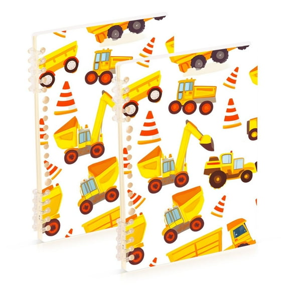 joogoo Spiral Journal Notebook Cartoon Excavator Trucks-h3 College Ruled Notebooks 8.3" x 5.7" 2 PCs