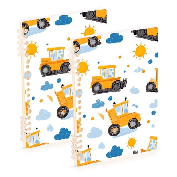 joogoo Spiral Journal Notebook Cartoon Excavator Trucks-h5 College Ruled Notebooks 8.3" x 5.7" 2 PCs