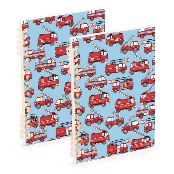 joogoo Spiral Journal Notebook Cartoon Fire Truck Blue College Ruled Notebooks 8.3" x 5.7" 2 PCs