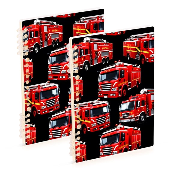 joogoo Spiral Journal Notebook Cartoon Fire Truck Cute College Ruled Notebooks 8.3" x 5.7" 2 PCs
