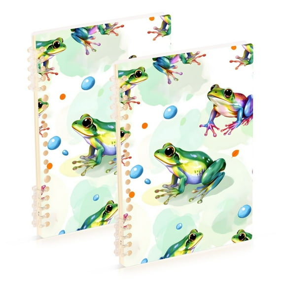 joogoo Spiral Journal Notebook Cartoon Frogs Green College Ruled Notebooks 8.3" x 5.7" 2 PCs