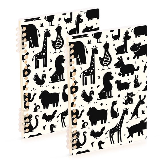 joogoo Spiral Journal Notebook Cartoon Funny Animals College Ruled Notebooks 8.3" x 5.7" 2 PCs