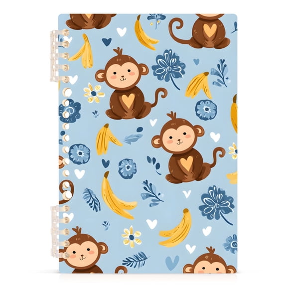 joogoo Spiral Journal Notebook Cartoon Monkey Bananas College Ruled Notebooks 8.3" x 5.7" 1 PC