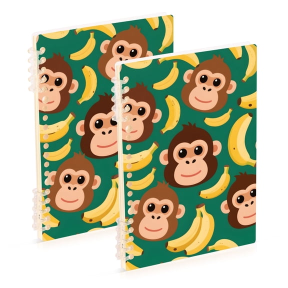 joogoo Spiral Journal Notebook Cartoon Monkey Bananas College Ruled Notebooks 8.3" x 5.7" 2 PCs