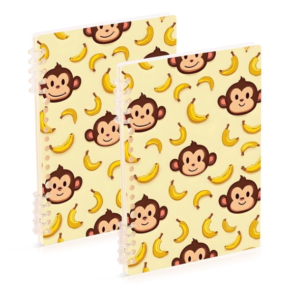 joogoo Spiral Journal Notebook Cartoon Monkey Bananas College Ruled Notebooks 8.3" x 5.7" 2 PCs