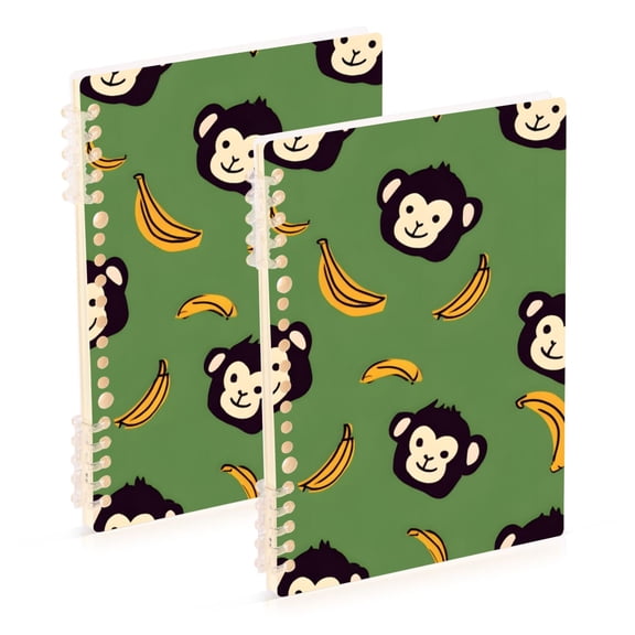 joogoo Spiral Journal Notebook Cartoon Monkey Bananas College Ruled Notebooks 8.3" x 5.7" 2 PCs