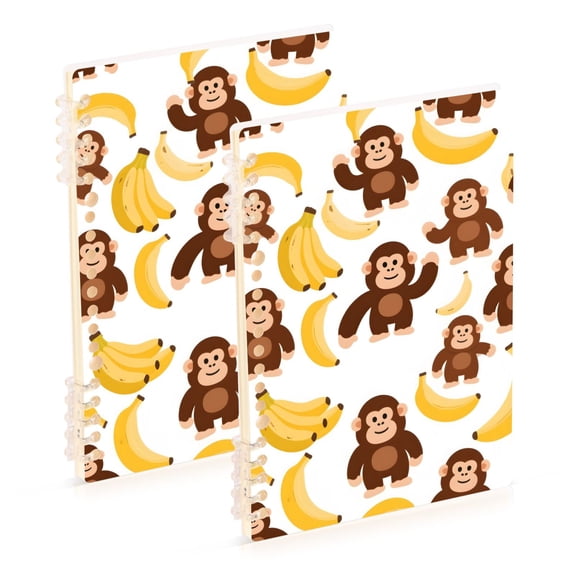 joogoo Spiral Journal Notebook Cartoon Monkey Bananas Cute College Ruled Notebooks 8.3" x 5.7" 2 PCs