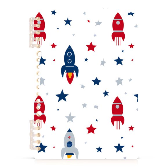 joogoo Spiral Journal Notebook Cartoon Rockets Stars College Ruled Notebooks 8.3" x 5.7" 1 PC