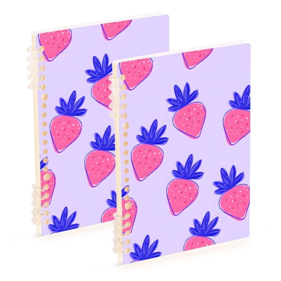 joogoo Spiral Journal Notebook Cartoon Strawberry Pattern College Ruled Notebooks 8.3" x 5.7" 2 PCs