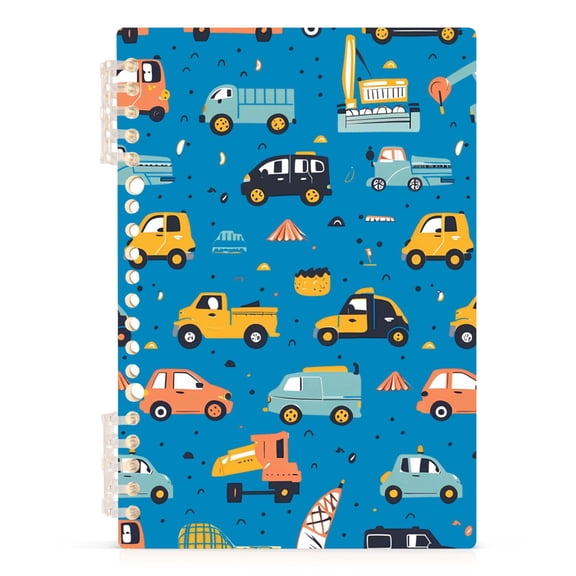 joogoo Spiral Journal Notebook Cartoon Trucks Cars on Blue College Ruled Notebooks 8.3" x 5.7" 1 PC