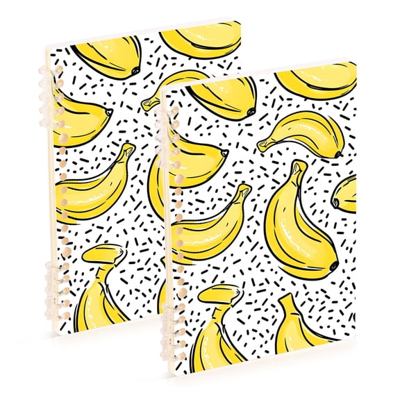 joogoo Spiral Journal Notebook Cartoon Yellow Bananas College Ruled Notebooks 8.3" x 5.7" 2 PCs