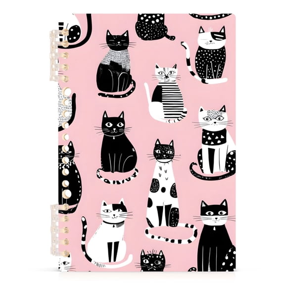 joogoo Spiral Journal Notebook Cat Geometry Art College Ruled Notebooks 8.3" x 5.7" 1 PC