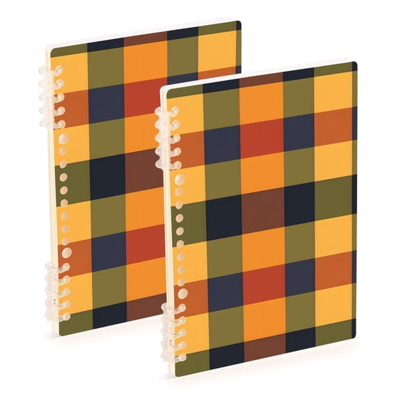 joogoo Spiral Journal Notebook Checkered Plaid Retro College Ruled Notebooks 8.3" x 5.7" 2 PCs