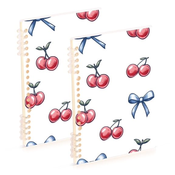 joogoo Spiral Journal Notebook Cherry Bow College Ruled Notebooks 8.3" x 5.7" 2 PCs