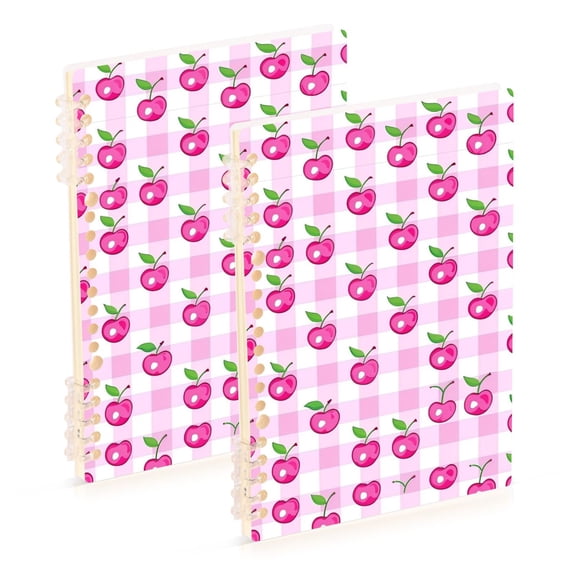joogoo Spiral Journal Notebook Cherry on Checkered College Ruled Notebooks 8.3" x 5.7" 2 PCs