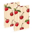 thumbnail image 1 of joogoo Spiral Journal Notebook Cherry on Striped College Ruled Notebooks 8.3" x 5.7" 2 PCs, 1 of 8
