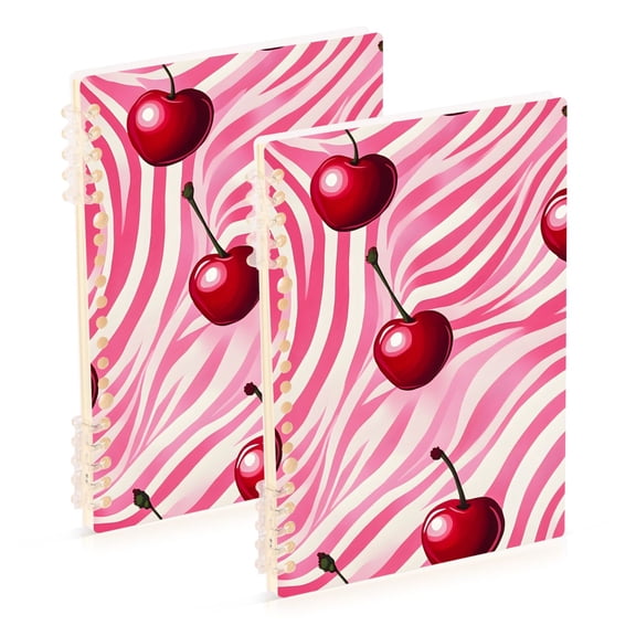 joogoo Spiral Journal Notebook Cherry on Wave College Ruled Notebooks 8.3" x 5.7" 2 PCs