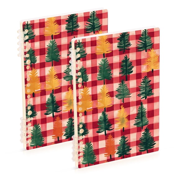 joogoo Spiral Journal Notebook Christmas Tree Checkered College Ruled Notebooks 8.3" x 5.7" 2 PCs