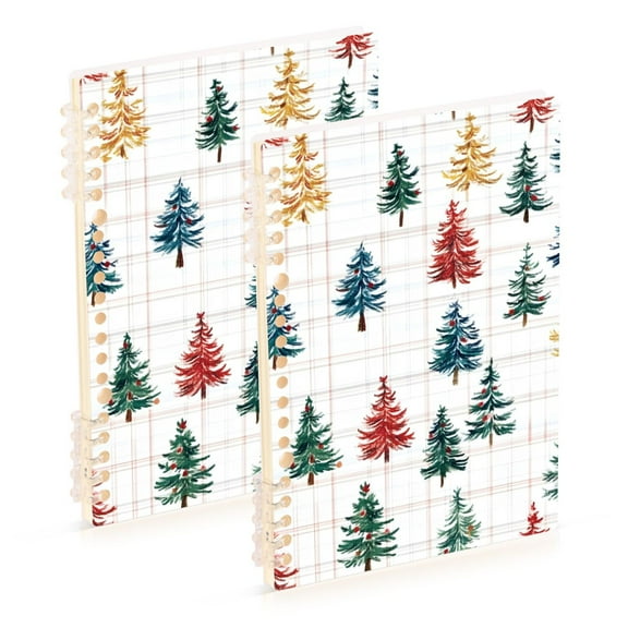 joogoo Spiral Journal Notebook Christmas Tree Checkered Pattern College Ruled Notebooks 8.3" x 5.7" 2 PCs