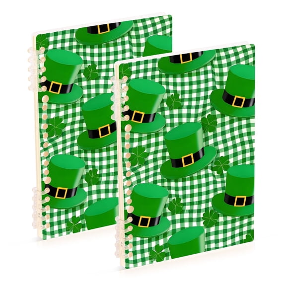 joogoo Spiral Journal Notebook Clover Hats on Checkered College Ruled Notebooks 8.3" x 5.7" 2 PCs