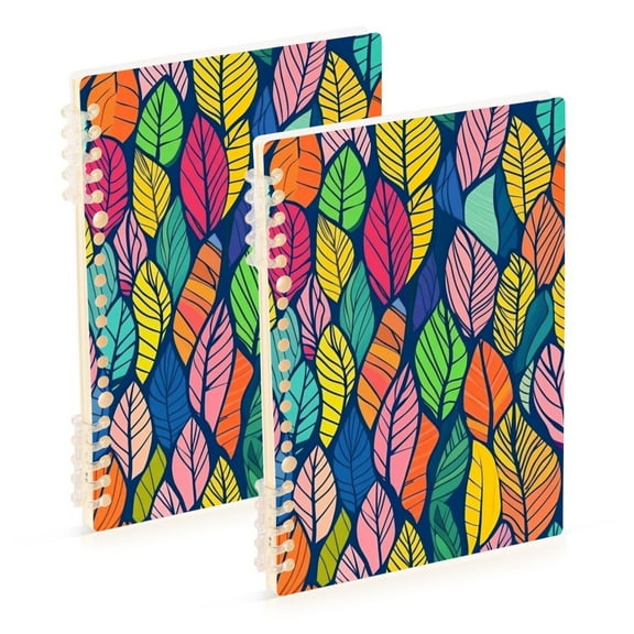 joogoo Spiral Journal Notebook Colorful Leaves College Ruled Notebooks 8.3" x 5.7" 2 PCs