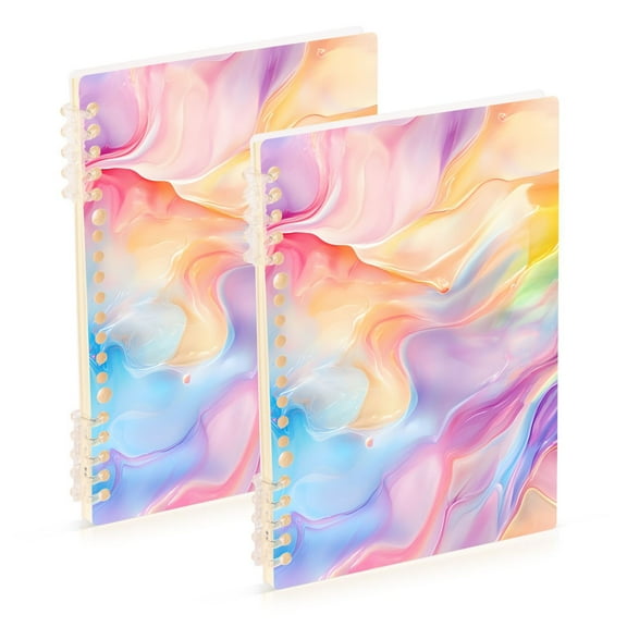 joogoo Spiral Journal Notebook Colorful Liquid Tie-dye College Ruled Notebooks 8.3" x 5.7" 2 PCs