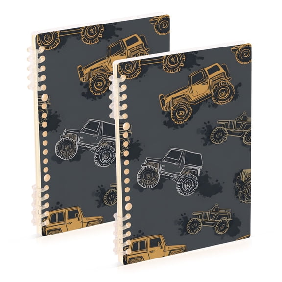 joogoo Spiral Journal Notebook Cool Truck Pattern College Ruled Notebooks 8.3" x 5.7" 2 PCs
