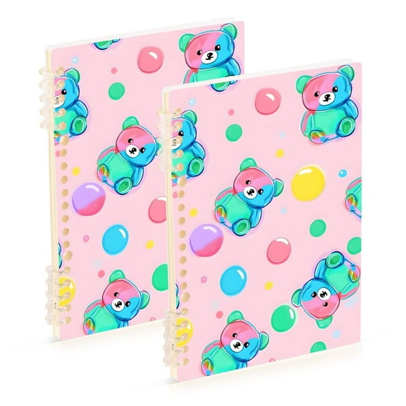 joogoo Spiral Journal Notebook Cute Bears Bubbles College Ruled Notebooks 8.3" x 5.7" 2 PCs