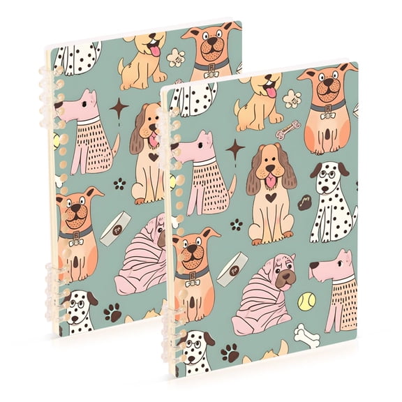 joogoo Spiral Journal Notebook Cute Bulldogs Baseballs College Ruled Notebooks 8.3" x 5.7" 2 PCs