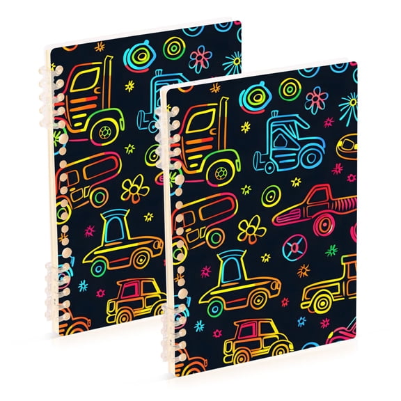joogoo Spiral Journal Notebook Cute Cartoon Car College Ruled Notebooks 8.3" x 5.7" 2 PCs