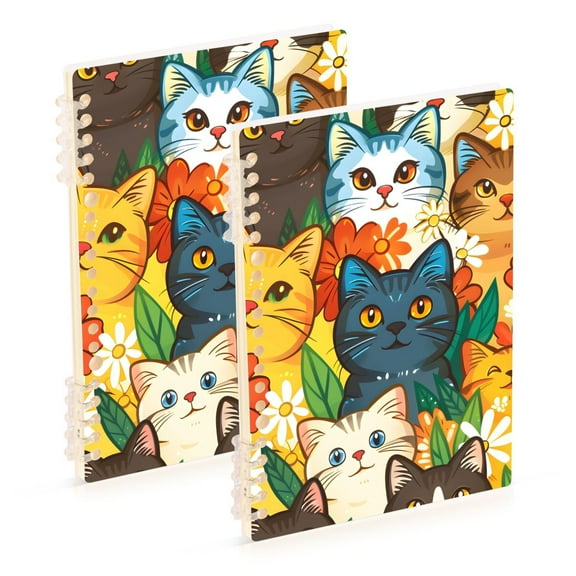 joogoo Spiral Journal Notebook Cute Cat Cartoon College Ruled Notebooks 8.3" x 5.7" 2 PCs