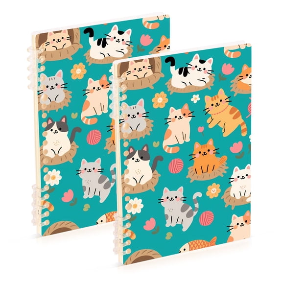joogoo Spiral Journal Notebook Cute Cats Cartoon College Ruled Notebooks 8.3" x 5.7" 2 PCs