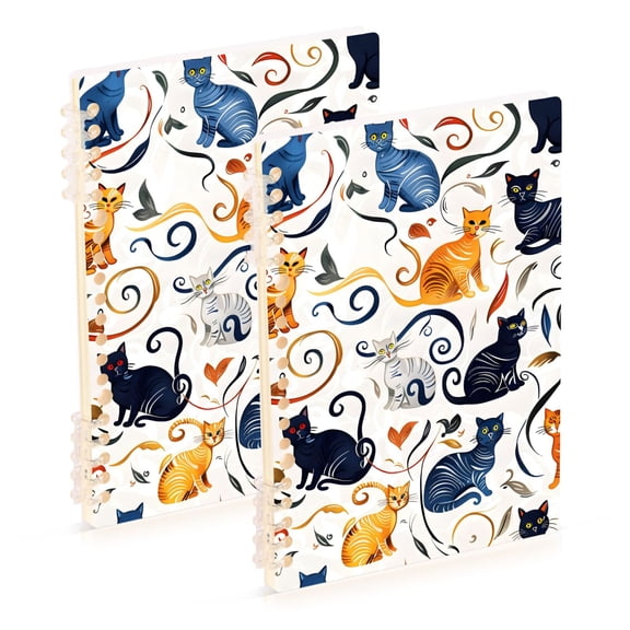 joogoo Spiral Journal Notebook Cute Doodle Cat College Ruled Notebooks 8.3" x 5.7" 2 PCs