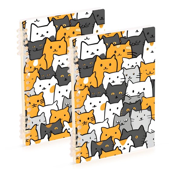 joogoo Spiral Journal Notebook Cute Doodle Cats College Ruled Notebooks 8.3" x 5.7" 2 PCs