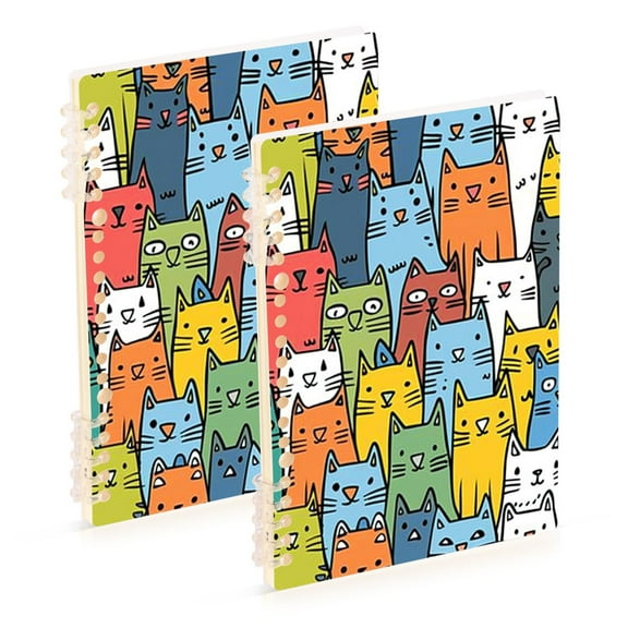 joogoo Spiral Journal Notebook Cute Doodle Cats-a1 College Ruled Notebooks 8.3" x 5.7" 2 PCs
