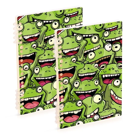 joogoo Spiral Journal Notebook Cute Doodle Frog College Ruled Notebooks 8.3" x 5.7" 2 PCs