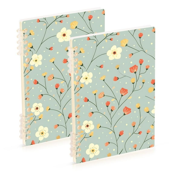 joogoo Spiral Journal Notebook Cute Flower College Ruled Notebooks 8.3" x 5.7" 2 PCs
