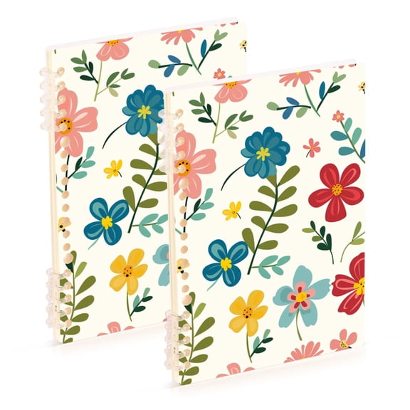 joogoo Spiral Journal Notebook Cute Flowers College Ruled Notebooks 8.3" x 5.7" 2 PCs