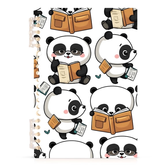 joogoo Spiral Journal Notebook Cute Pandas Reading College Ruled Notebooks 8.3" x 5.7" 1 PC