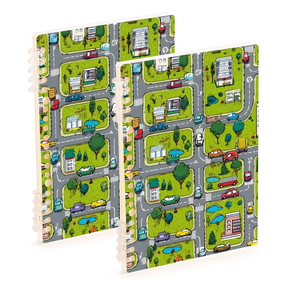 joogoo Spiral Journal Notebook Cute Road Cars College Ruled Notebooks 8.3" x 5.7" 2 PCs
