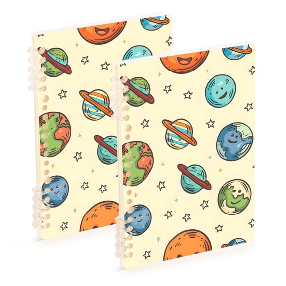 joogoo Spiral Journal Notebook Cute Spaceship College Ruled Notebooks 8.3" x 5.7" 2 PCs