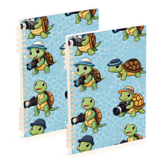 joogoo Spiral Journal Notebook Cute Turtle Camera College Ruled Notebooks 8.3" x 5.7" 2 PCs