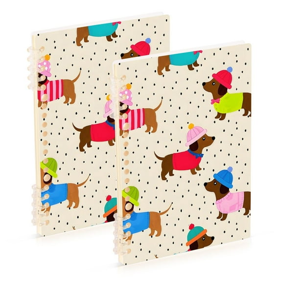 joogoo Spiral Journal Notebook Dachshund Dog Polka Dots College Ruled Notebooks 8.3" x 5.7" 2 PCs