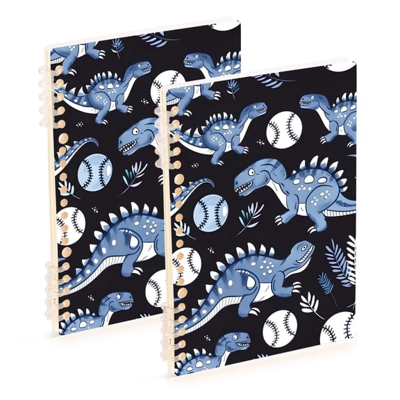 joogoo Spiral Journal Notebook Dinosaur and Baseball College Ruled Notebooks 8.3" x 5.7" 2 PCs