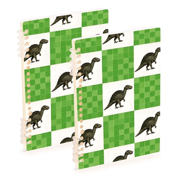 joogoo Spiral Journal Notebook Dinosaur in Checkered College Ruled Notebooks 8.3" x 5.7" 2 PCs