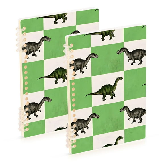 joogoo Spiral Journal Notebook Dinosaurs in Checkered College Ruled Notebooks 8.3" x 5.7" 2 PCs