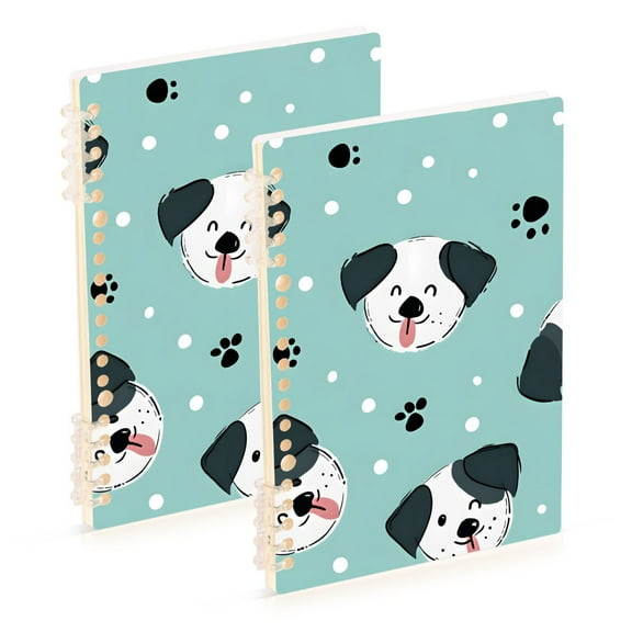 joogoo Spiral Journal Notebook Dogs Dots Footprint College Ruled Notebooks 8.3" x 5.7" 2 PCs