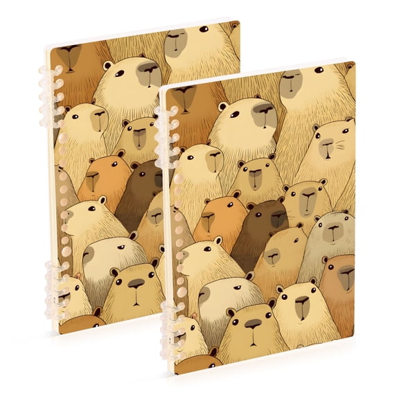 joogoo Spiral Journal Notebook Doodle Capybara College Ruled Notebooks 8.3" x 5.7" 2 PCs